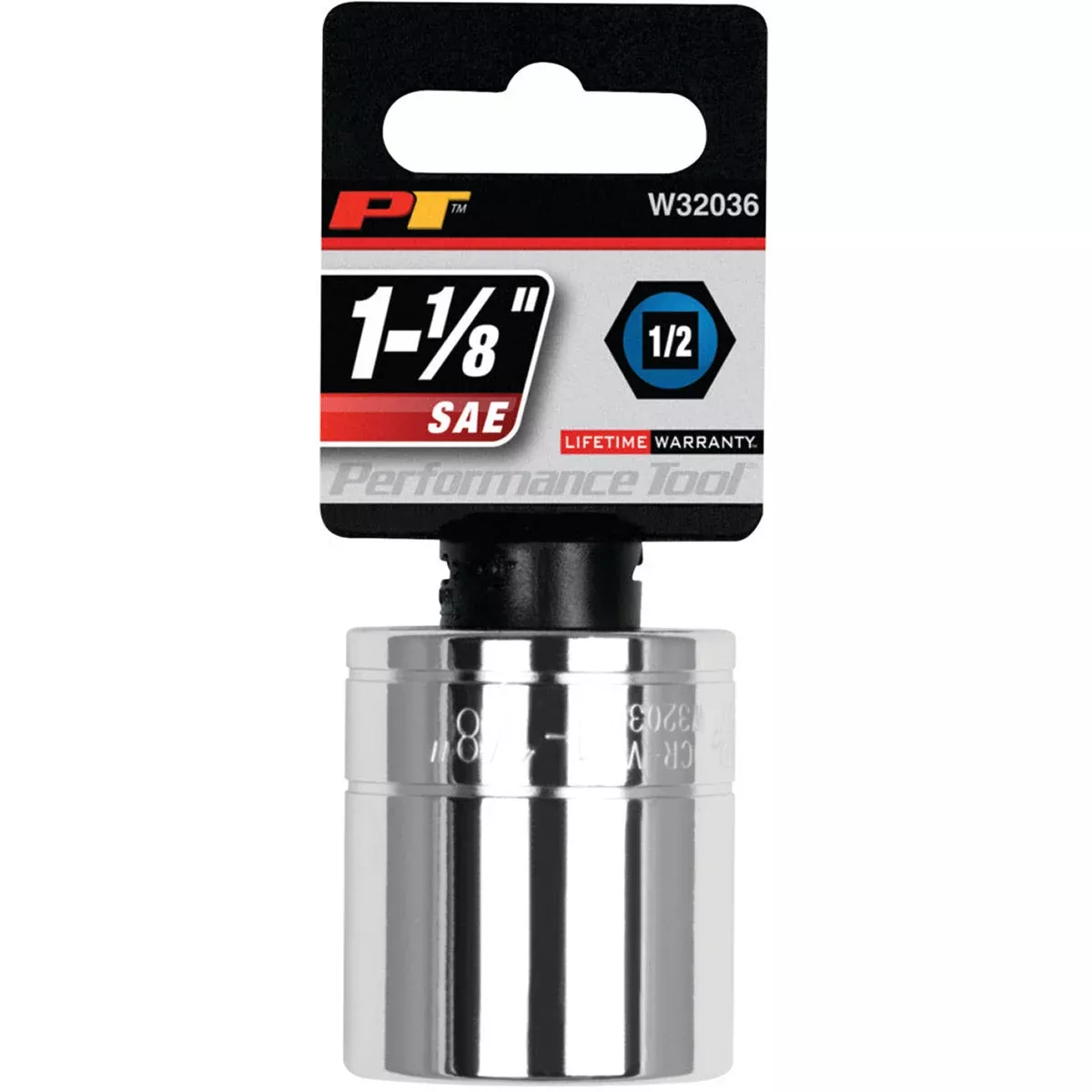 1-1/8 INCH X 6 POINT STANDARD IMPACT SOCKET - 1/2 INCH DRIVE
