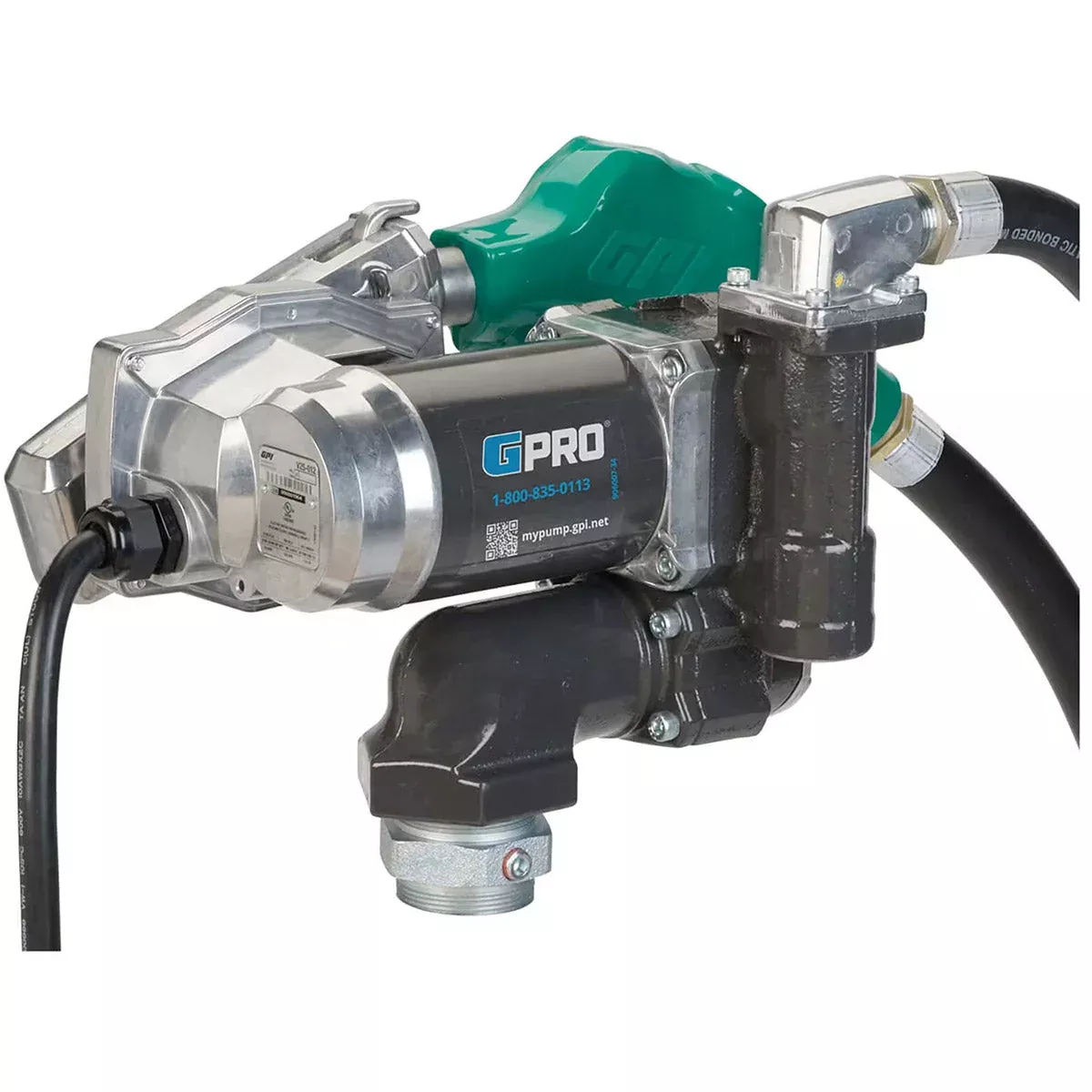 12 VOLT GPRO V25 FUEL TRANSFER PUMP WITH HOSE AND AUTOMATIC NOZZLE - 25 GPM