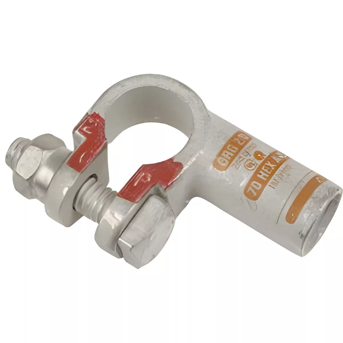 2/0 AWG TOP POST - LEFT 90 DEGREE CRIMP/SOLDER POSITIVE BATTERY TERMINAL