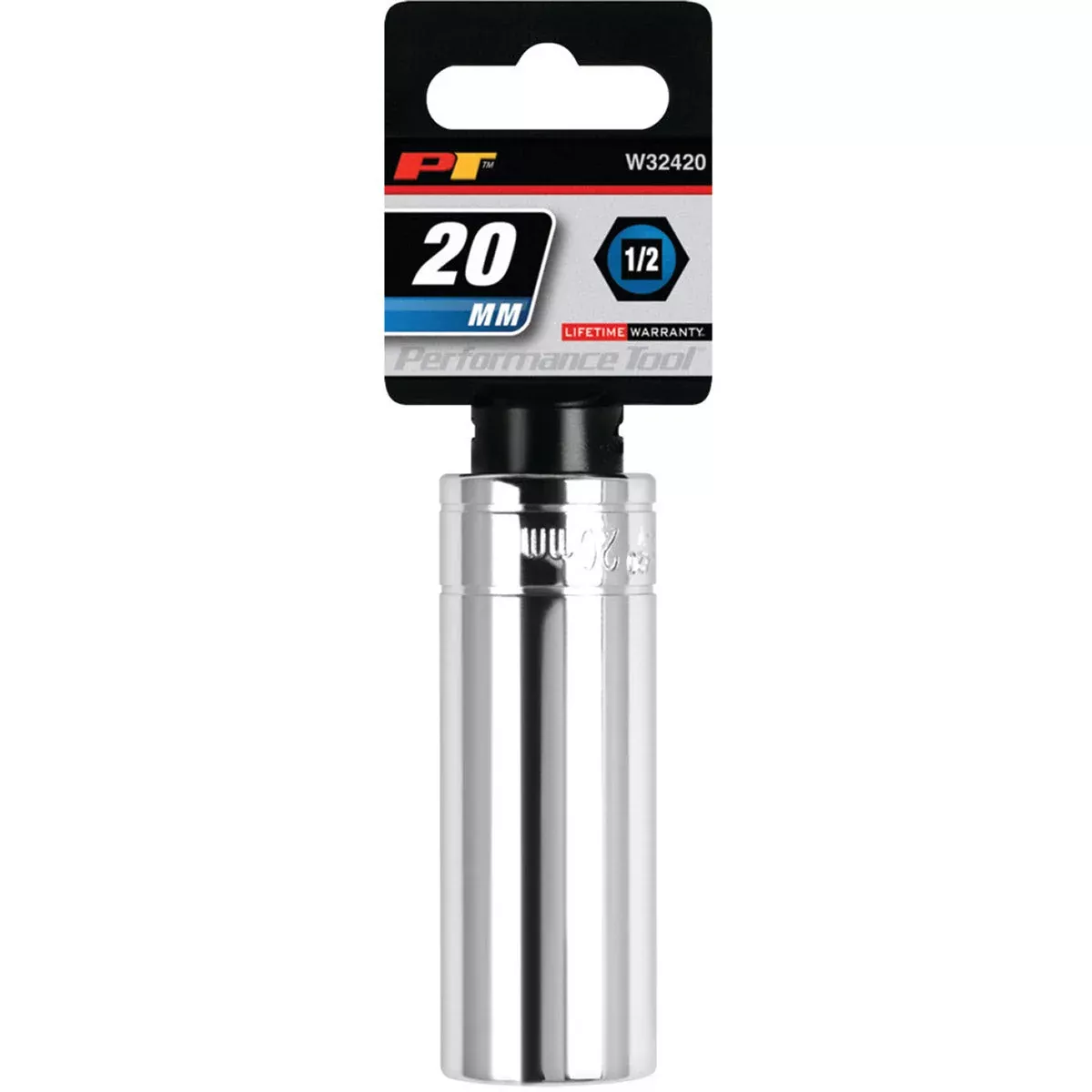20MM X 6 POINT DEEP WELL IMPACT SOCKET - 1/2 INCH DRIVE
