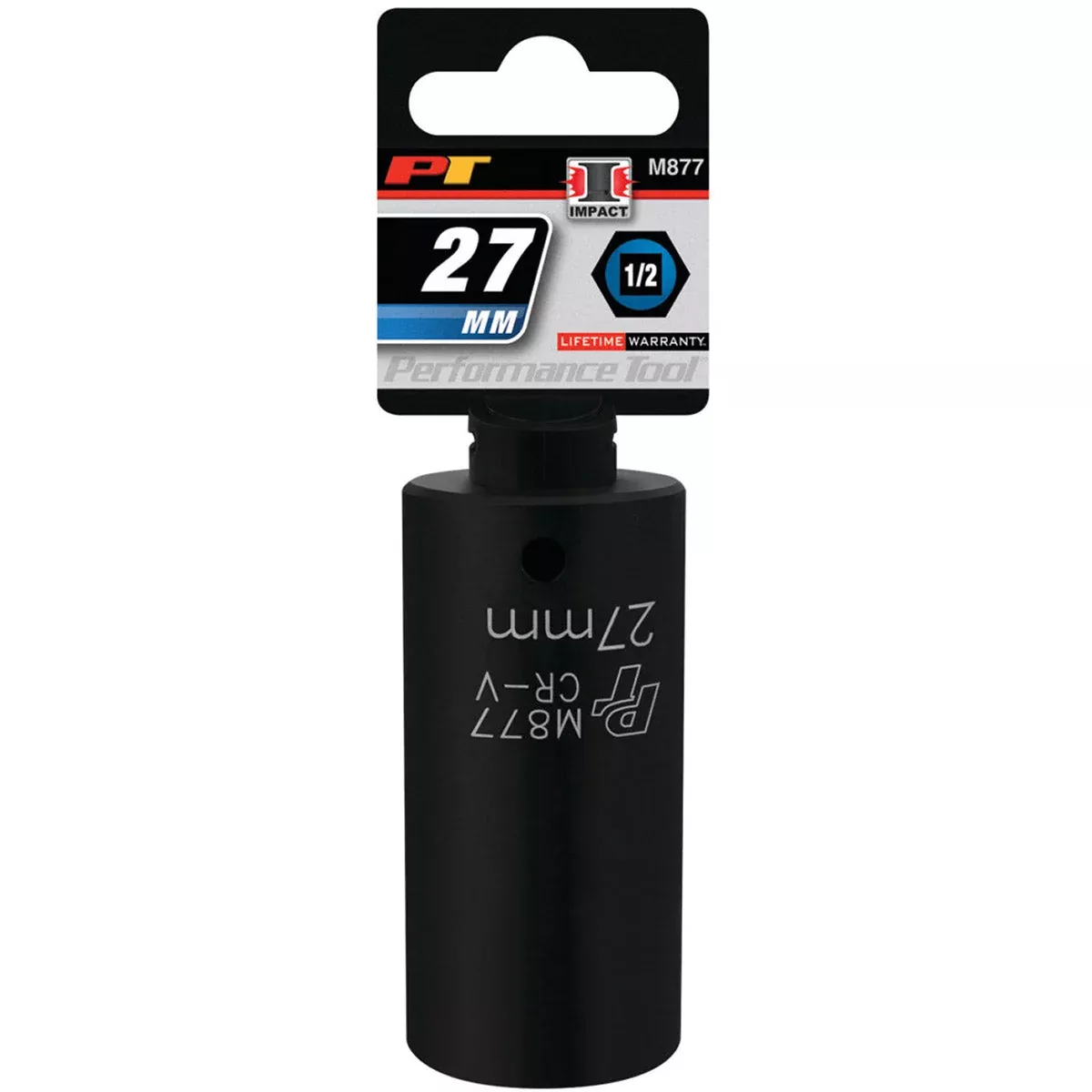 27MM X 6 POINT DEEP WELL IMPACT SOCKET - 1/2 INCH DRIVE