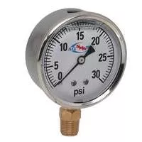 AgSmart Stainless Steel Gauge - 2-1/2" Diameter, 30 PSI, Liquid Filled