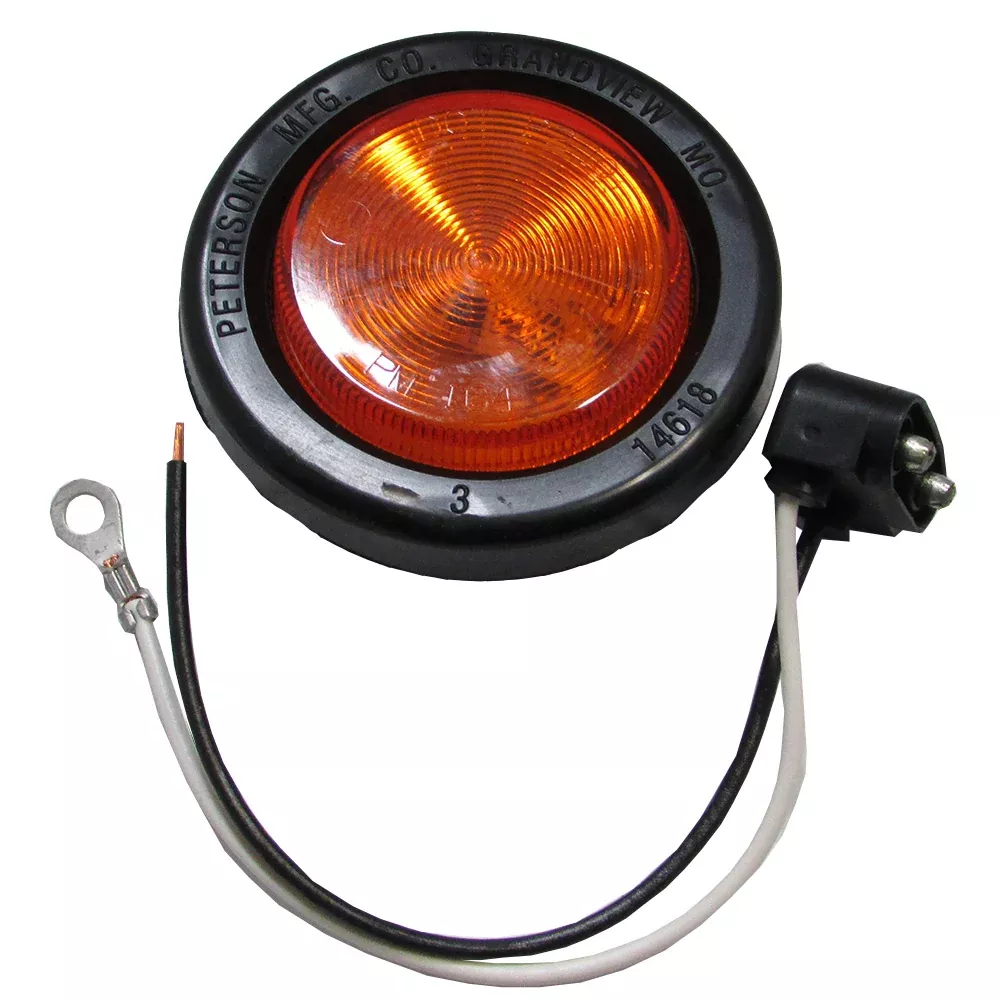 Amber 2" Round LED Trailer Side Marker Light Kit w/ Wires, Grommet, & Lamp