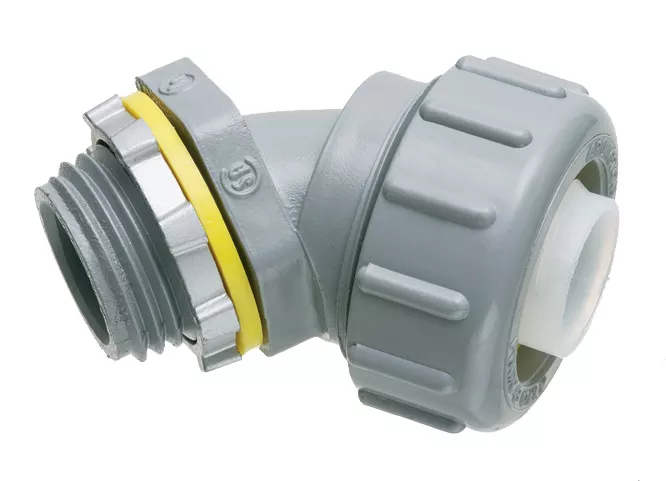 Arlington NMLT45125 1-1/4" Non-Metallic Liquidtight 45deg Connector, Gray
