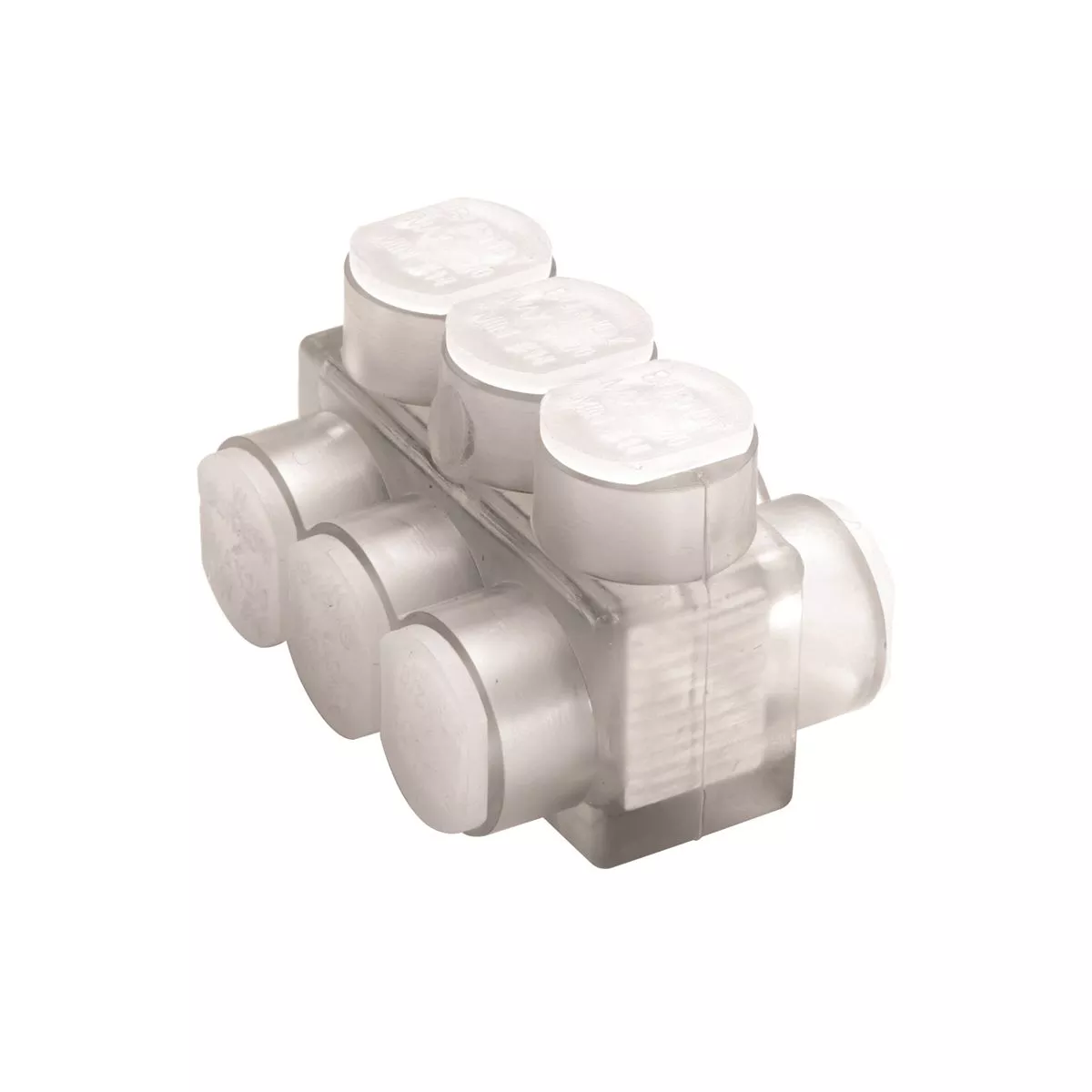 Burndy BIBD2506 Aluminum Multiple Tap Connector, Clear Insulated, 6 Port, 2 Sided Entry, 10 AWG-250 kcmil, Al/Cu Rated