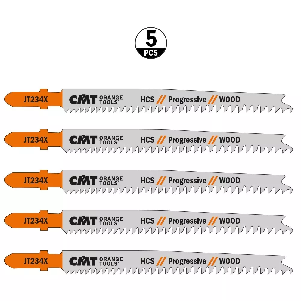 CMT Progressive Wood Jigsaw Blades, 4-1/2'' x 8-12 TPI, 5-Pack