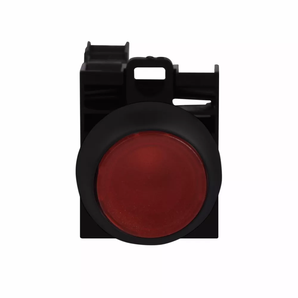 Cutler-Hammer M22S-DL-R-K11-230R M22 modular pushbutton, Complete Device, 22.5 mm, Flush, Momentary, Illuminated, Bezel: Black, Button: Red, 1NO-1NC, IP67, IP69K, NEMA 4X, 13, 85-264V