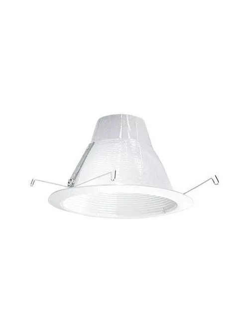 Elite AF640W-WH 6" Socket Supporting R40/PAR38 Deep Self Flange Air-Shut Baffle, White w/ White Trim Ring