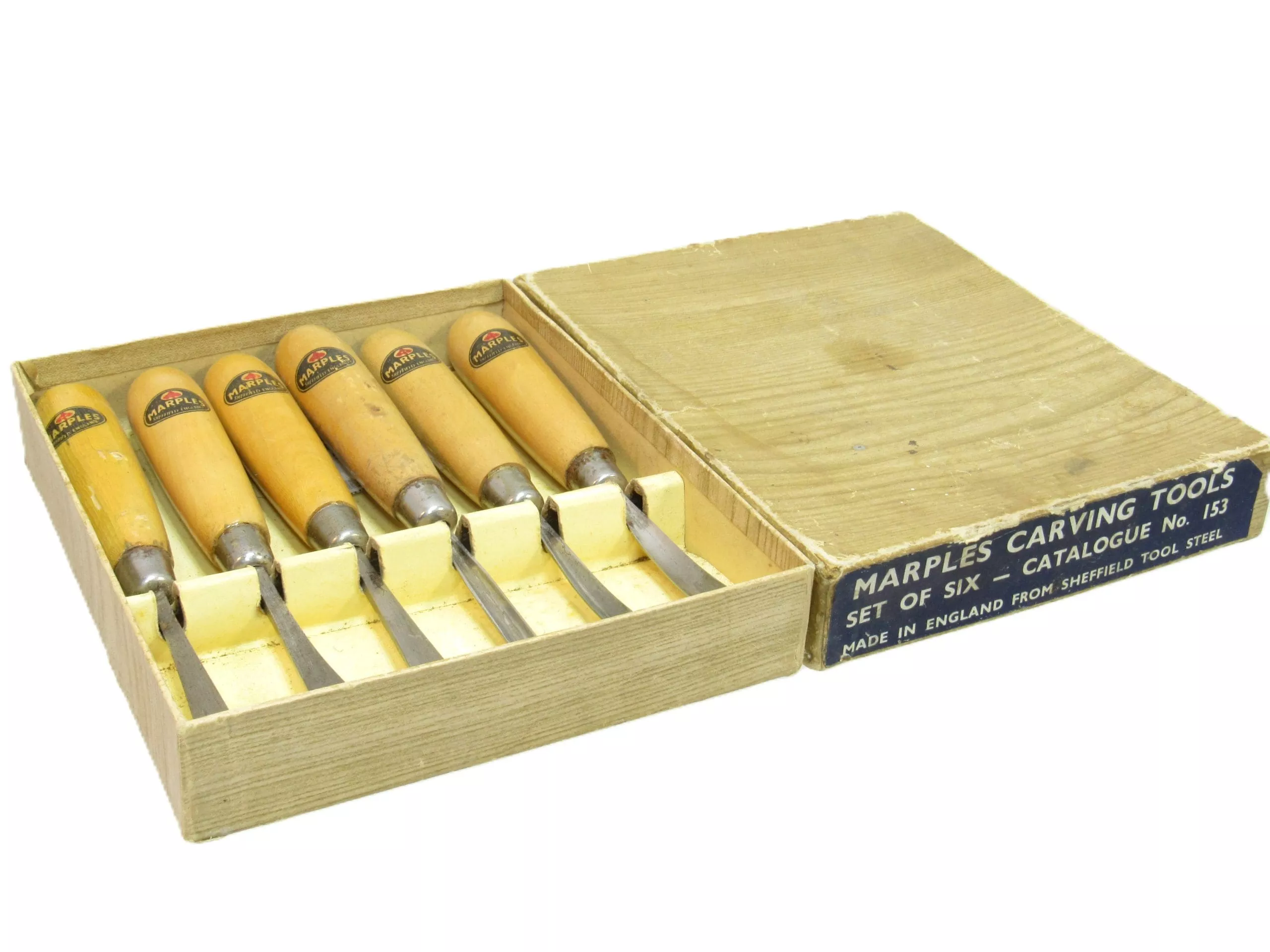 Fine Marples Wood Carving Chisel Set # 153 In Original Box