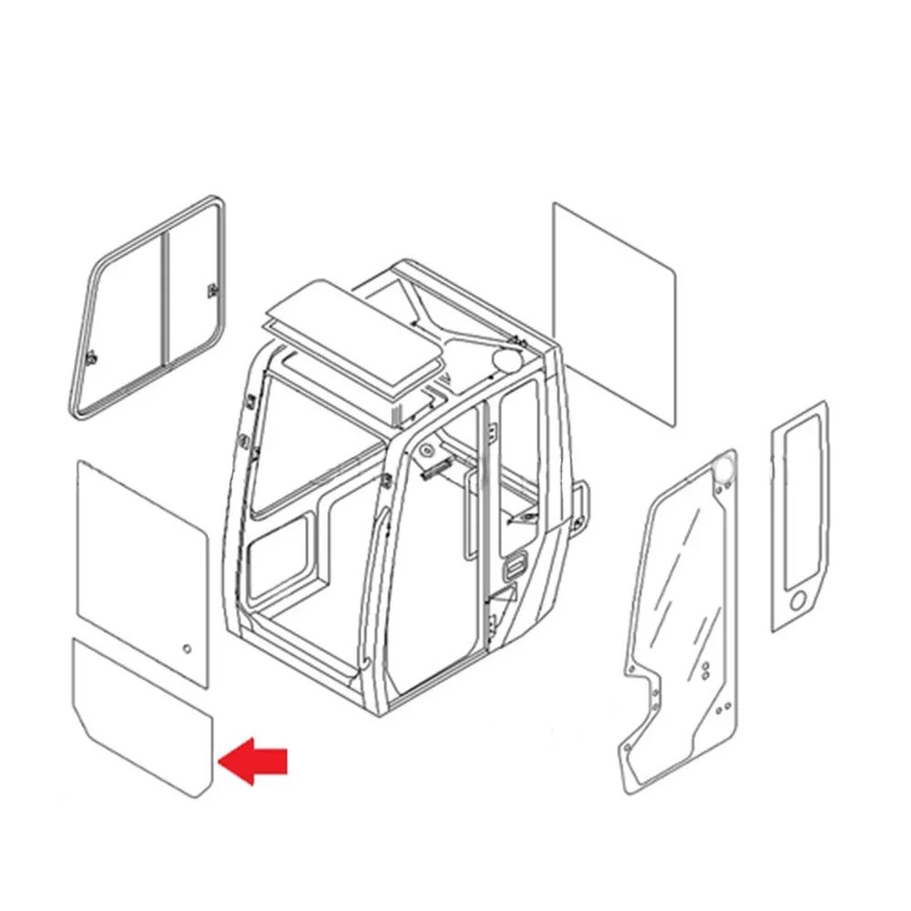 Front Lower Glass fits Takeuchi TB228 TB235 TB250 Models 0378607104