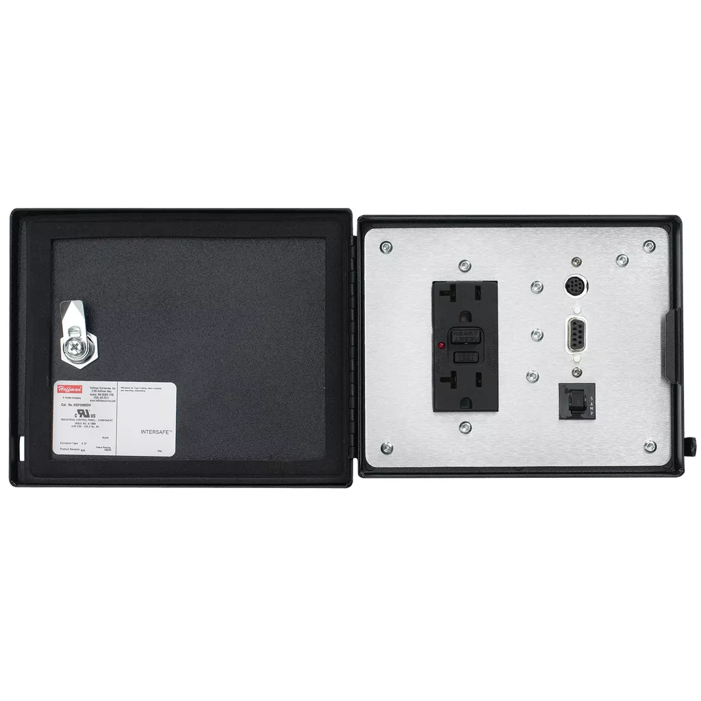 Hoffman HGF58MDH InterSafe Data Interface Port for Data Highway Plus, GFCI, Black, Steel
