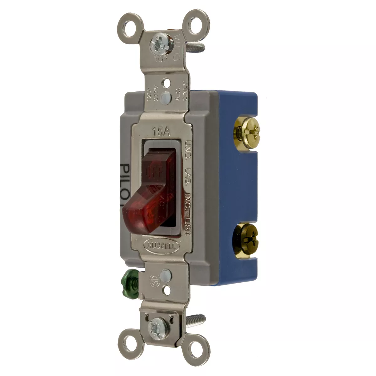 Hubbell HBL1203PL 15 Amp 120/277 VAC 3-Way Red Toggle Switch