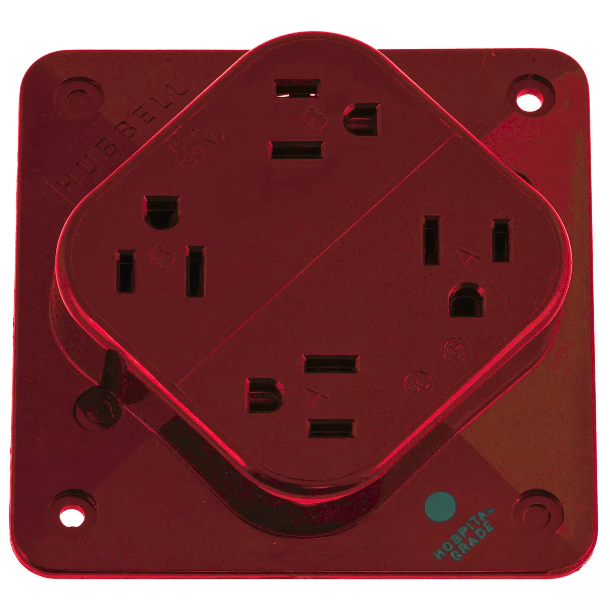Hubbell HBL415HR4-PLEX HG Receptacle, 15A 125V, 5-15R, RD