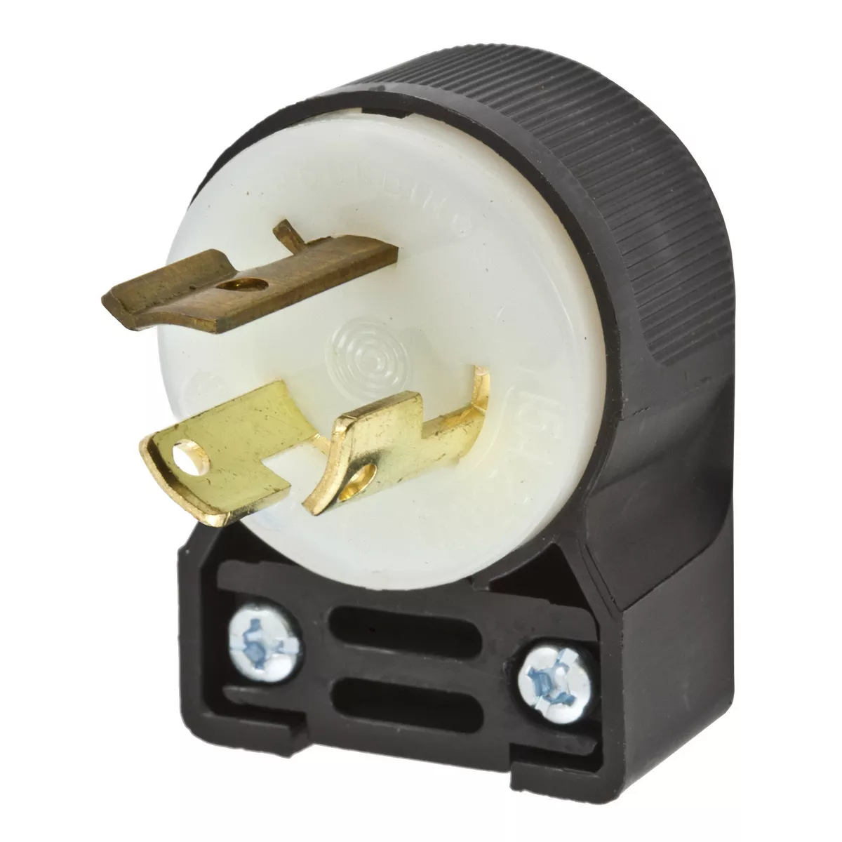 Hubbell HBL4570CA 15 Amp 250 Volt Black/White L6-15P Locking Angled Plug