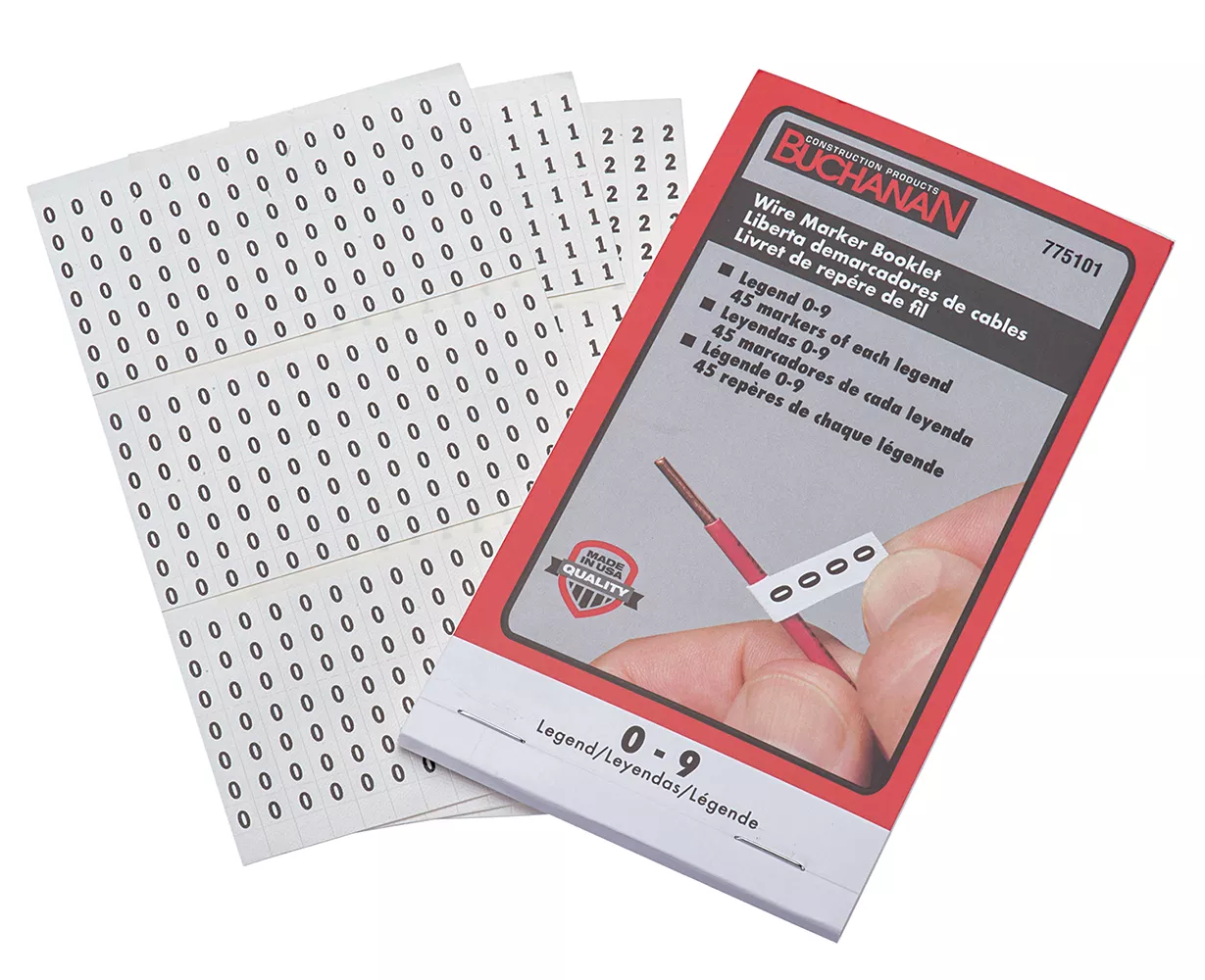 Ideal Industries 775101 Plastic Cloth 0 to 9 Legend Wire Marker Booklet
