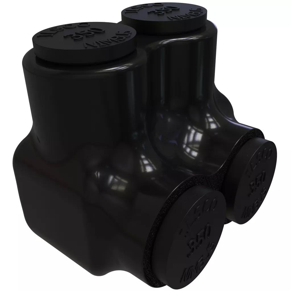 Ilsco PBTS-2-350 Nimbus Insulated Aluminum Multi-Tap Connector, Conductor Range 350-6, 2 Ports, Single Sided Entry, Tin Plated, UL, CSA