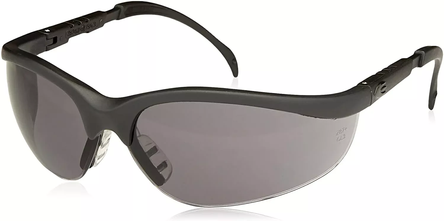 MCR Crews KD112 Klondike Safety Glasses - Black Frame, Grey Lens