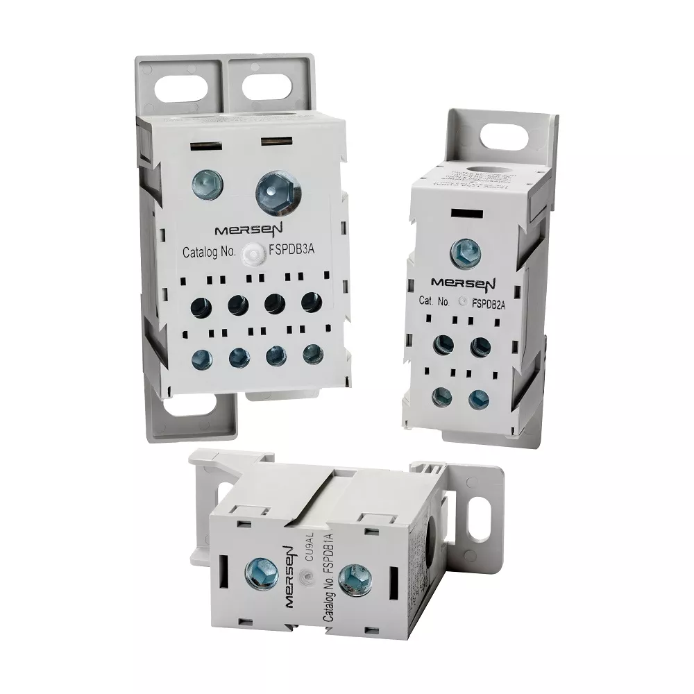 Mersen FSPDB5C 840amp 600VAC Finger-Safe Power Distribution Block (Copper Connector)
