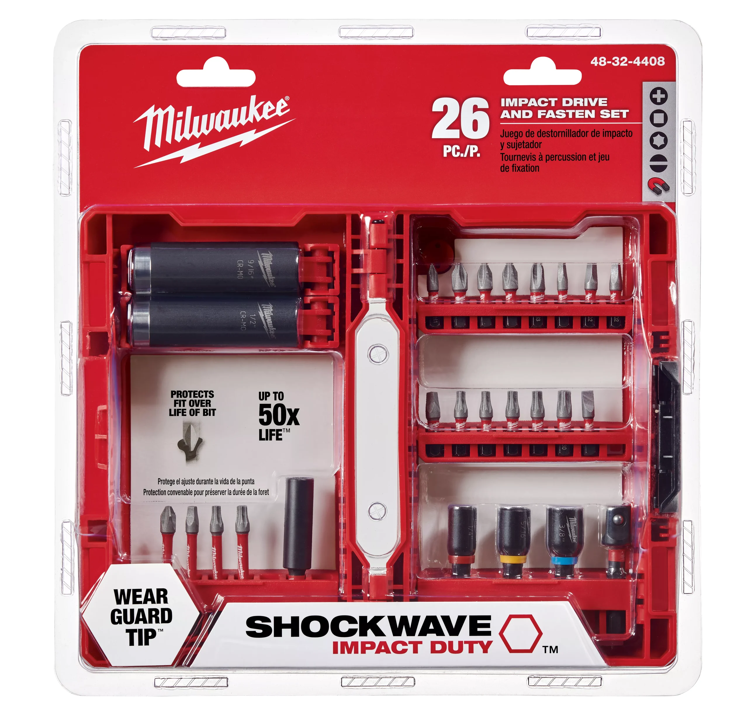 Milwaukee 48-32-4408 SHOCKWAVE™ 26-Piece Drive and Fasten Set