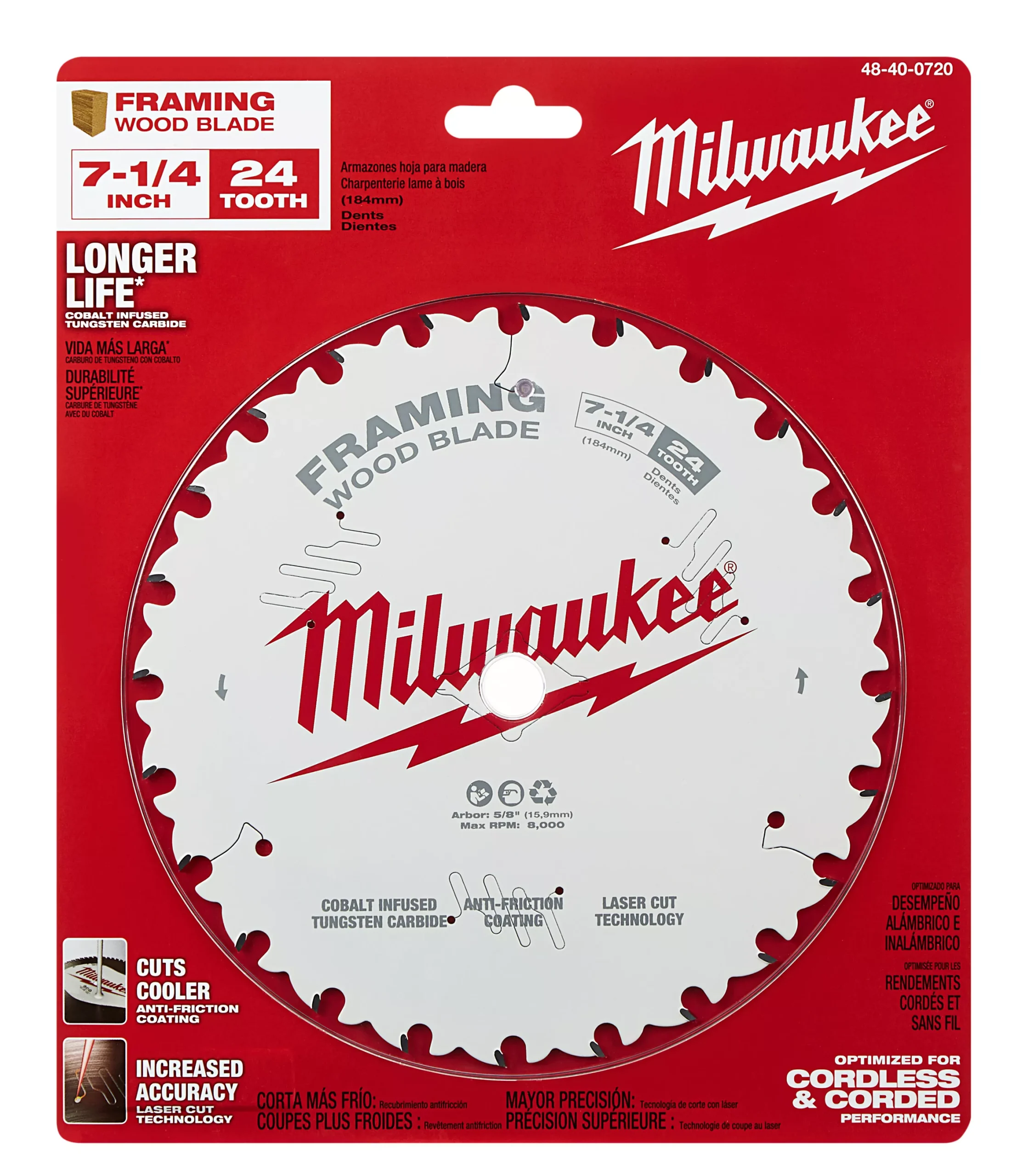 Milwaukee 48-40-0720 7-1/4" 24T Framing Circular Saw Blade