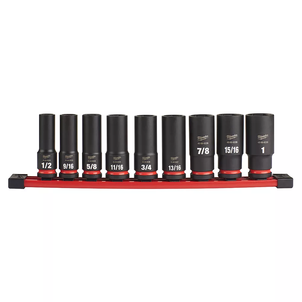 Milwaukee 49-66-7022 9PC SHOCKWAVE Impact Duty 1/2IN Drive SAE Deep 6 Point Socket Set