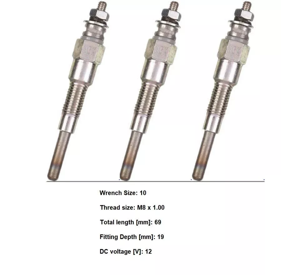 New Glow Plug Set of 3 Fits Kubota D662 Engine
