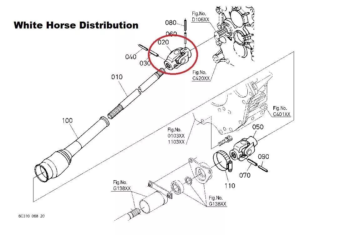 New Universal Joint Assembly with Yokes Fits Kubota B2320HSD Series Tractor