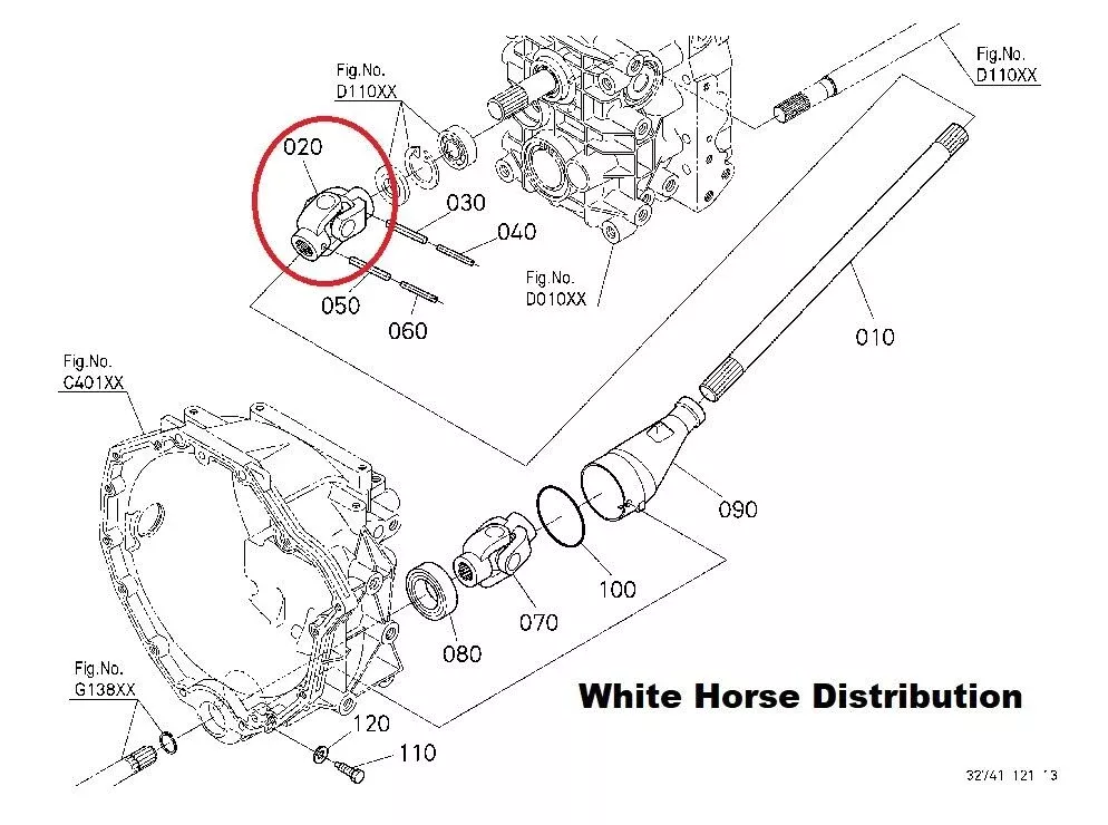 New Universal Joint Assembly with Yokes Fits Kubota B26 Series Tractor