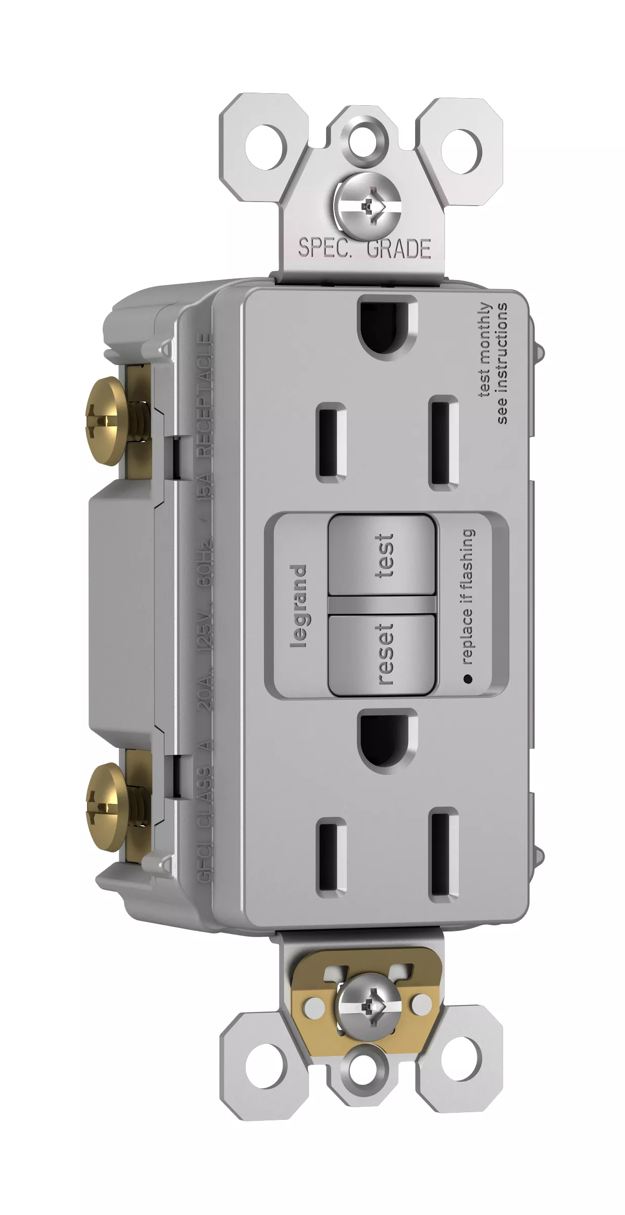 Pass & Seymour 1597-GRY 15A 125V Self-Test GFCI, Gray