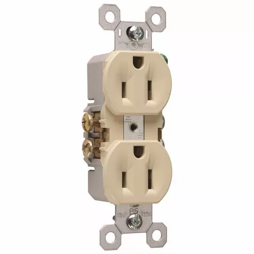 Pass & Seymour 3232-I Duplex Grounding Receptacle w/ High-Impact Resistant Thermoplastic Construction, 15 Amp, 125 Volt, Ivory