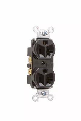 Pass & Seymour 5362-BK Hard Use Spec Grade Duplex Receptacle, Back & Side Wire, 20A 125V - Black
