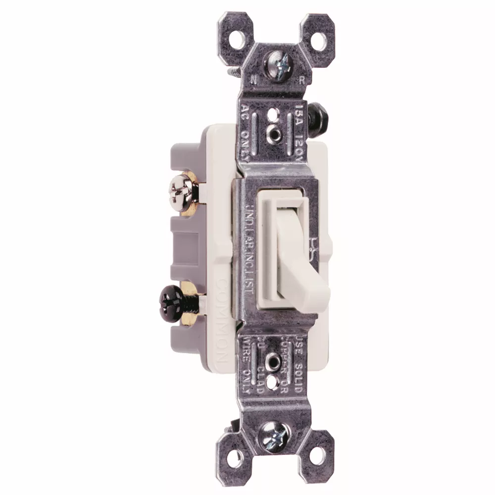 Pass & Seymour 663-WG 15 Amp 120 VAC 3-Way White Thermoplastic Toggle Switch