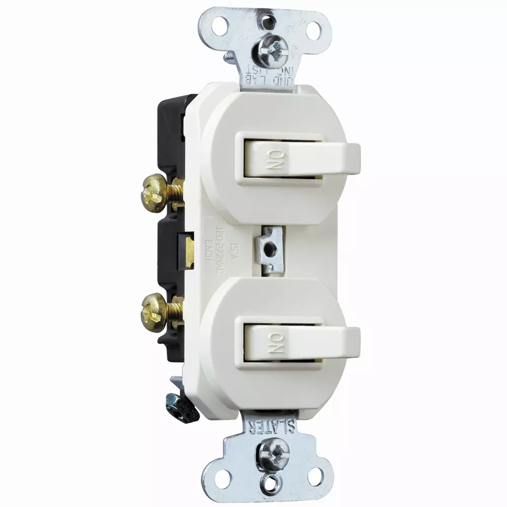 Pass & Seymour 690-W Single Pole, Double Combination Switch, 15 Amps, 120/277 Volts, Brown