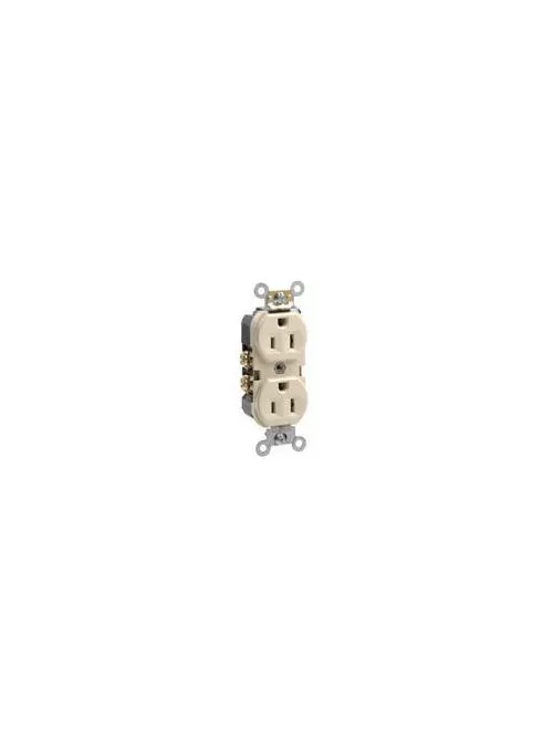 Pass & Seymour BR15-I 15 Amp 125 Volt 2-Pole 3-Wire NEMA 5-15R Ivory Thermoplastic Straight Blade Duplex Receptacle