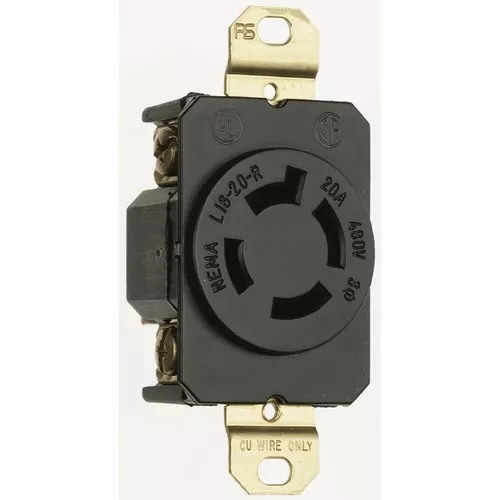 Pass & Seymour L1620-R Turnlok Single Receptacle 4Wire 20Amp 3Phase 480Volt