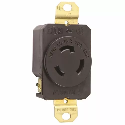 Pass & Seymour L620-R Turnlok Single Receptacle, 3Wire 20Amp 250V