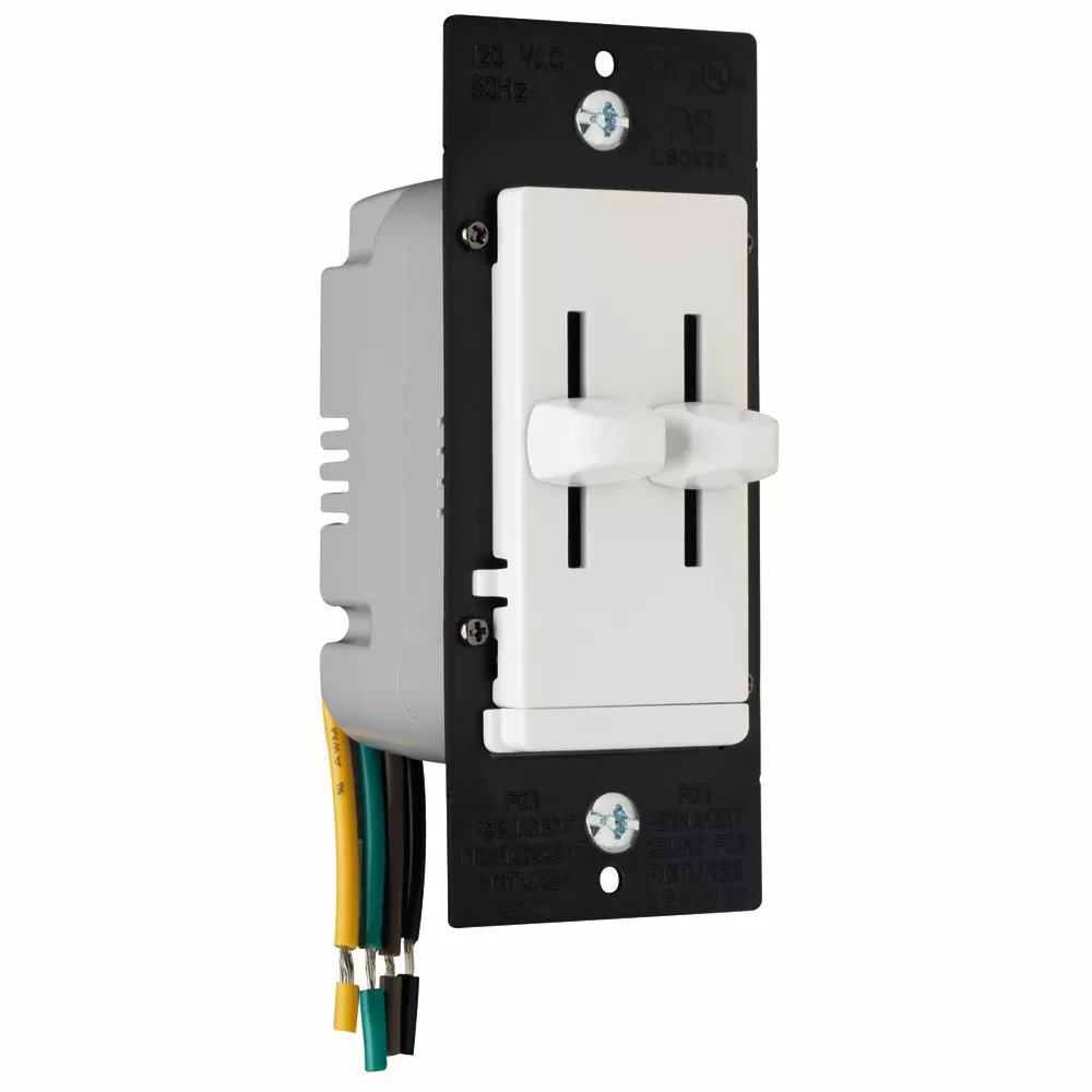 Pass & Seymour LSDD300-W Dual Slide-to-Off Incandescent Dimmer - White