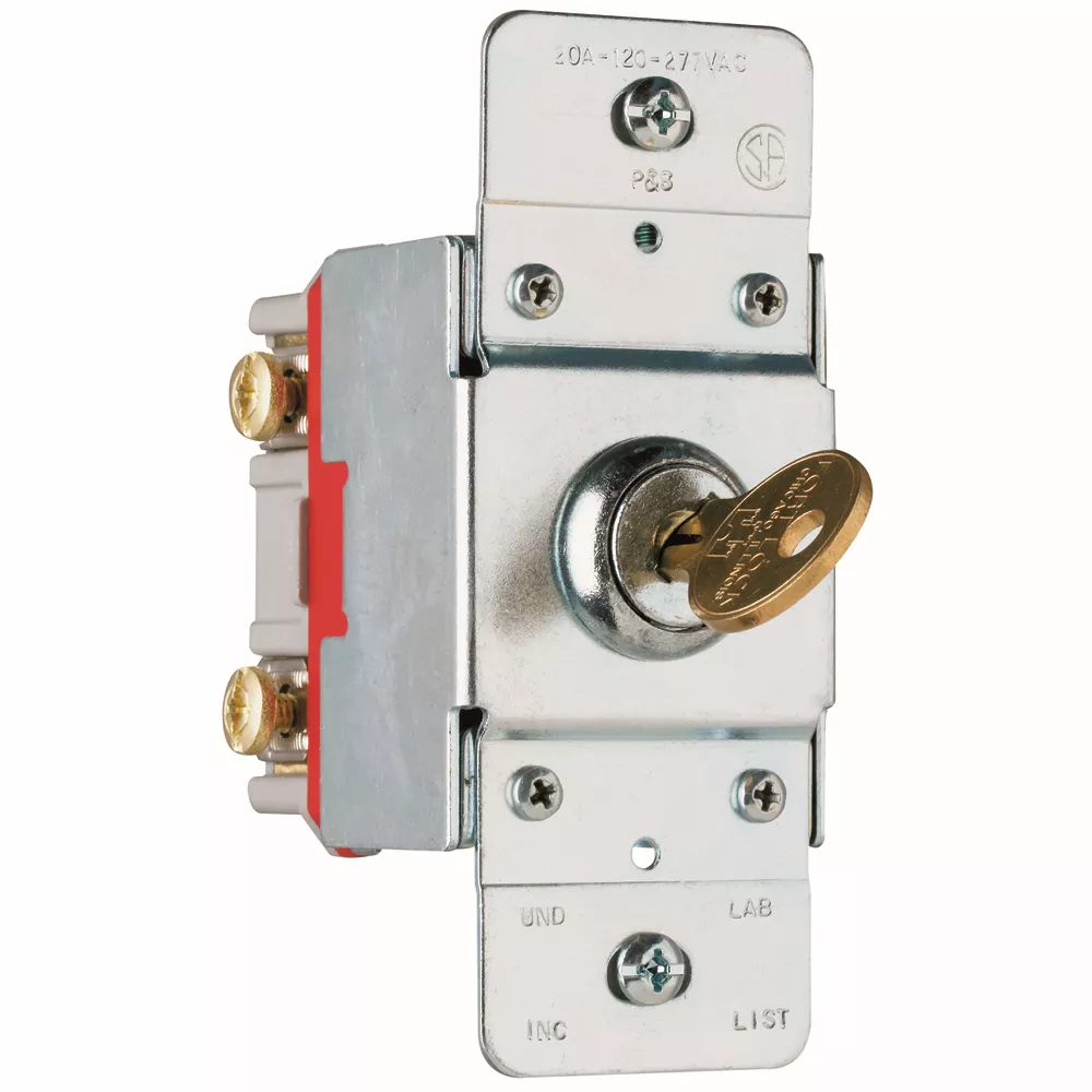 Pass & Seymour PS20AC1-KL 1pole Key Lock Back & Side Wire, 20A 120/277V