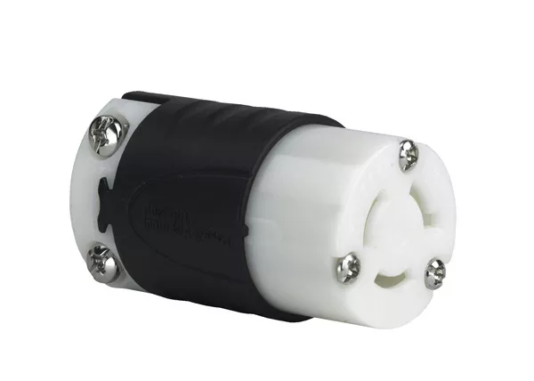 Pass & Seymour PSL615-C Turnlok Connector, 15A 250V, Black Back, White Front