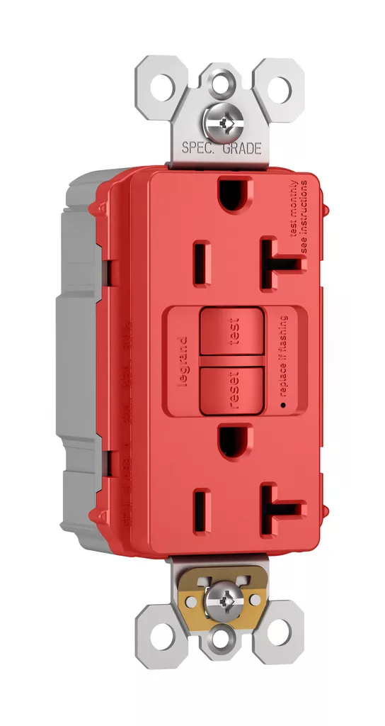 Pass & Seymour PT2097-RED 20A 125V Plugtail Self-Test GFCI Duplex Receptacle - Red
