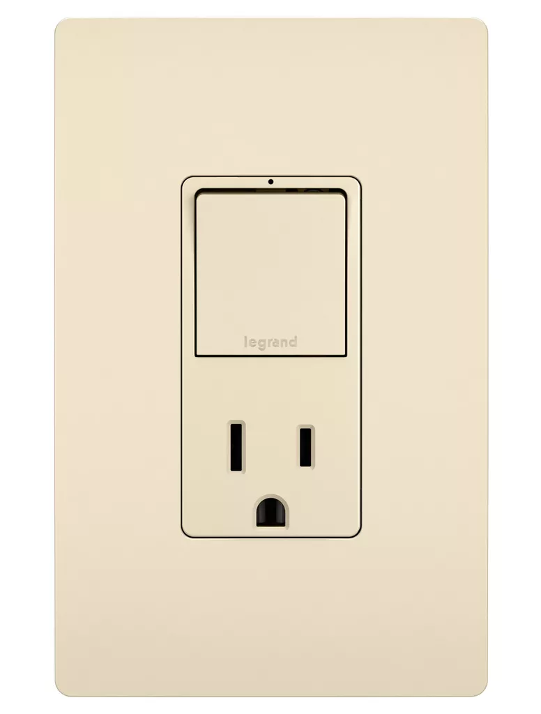 Pass & Seymour RCD38TRLA Combination Single Pole/3-Way Switch & Tamper Resistant Receptacle, 15A 120/125V - Light Almond