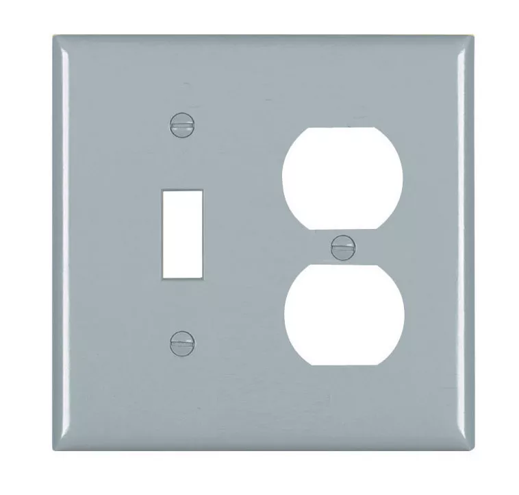 Pass & Seymour TP18-GRY 2Gang Wall Plate, Toggle / Duplex, Nylon, Standard - Gray