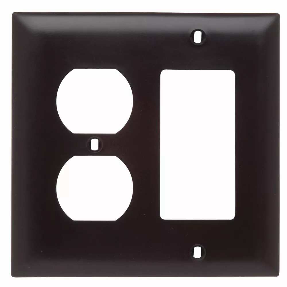 Pass & Seymour TP826 2Gang Wall Plate, Decorator / Duplex Receptacle, Nylon, Standard - Brown