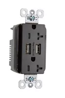 Pass & Seymour TR-5362USBBK Fed Spec Grade USB Charger with Tamper Resistant Black 20 Amp Duplex Receptacles