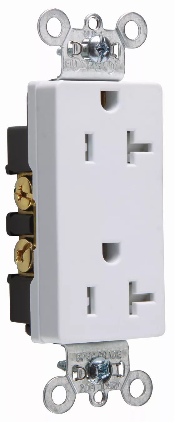 Pass & Seymour TR26352W Tamper Resistant Back and Side Wire 20 Amp 125 Volt White Decorator Spec Grade Receptacle