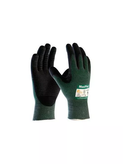 PIP 34-8443/L Large Black Nitrile Micro Foam Palm Fingertip and Micro Dot Palm Coated Knit Protective Gloves