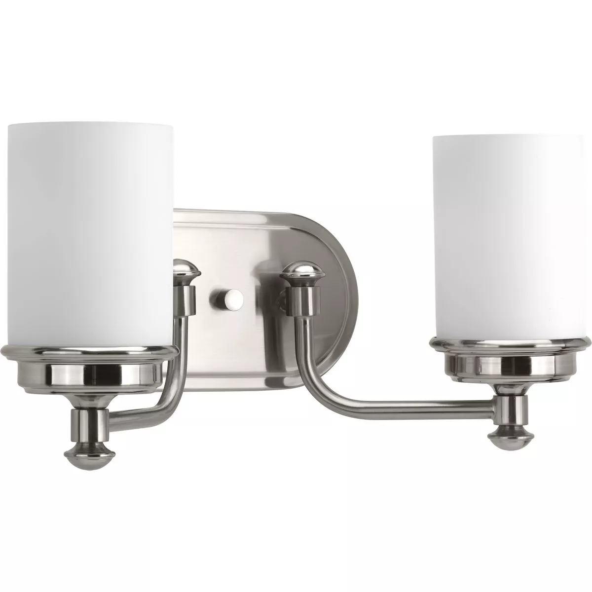 Progress P300013-009 Glide Collection Two-Light Brushed Nickel Etched Opal Glass Coastal Bath Vanity Light