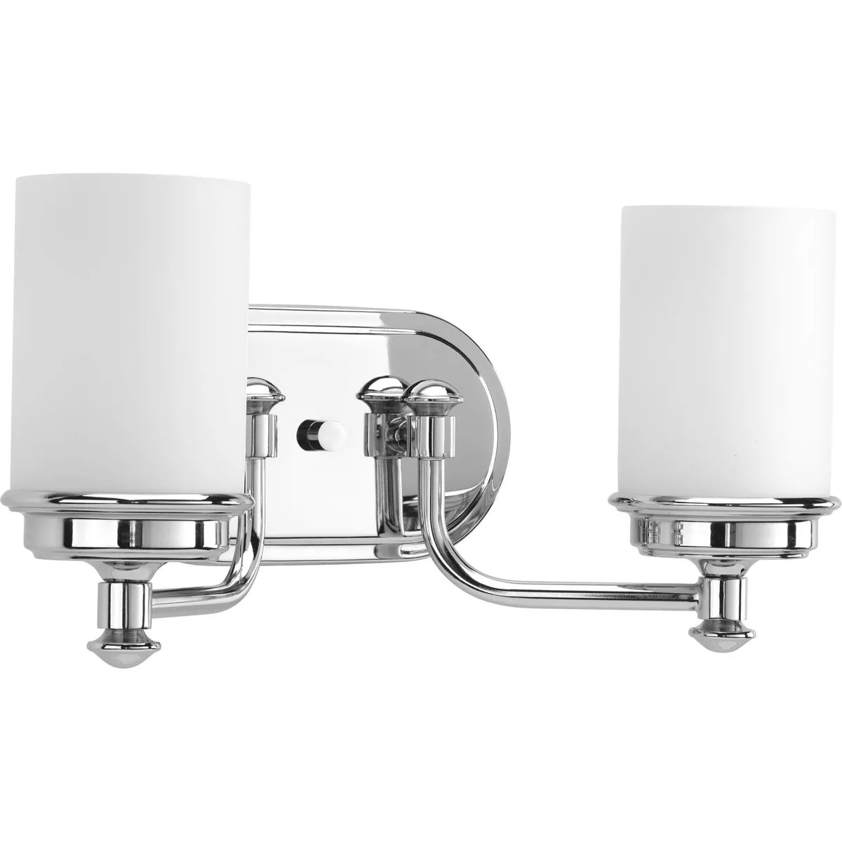 Progress P300013-015 Glide Collection Two-Light Polished Chrome Etched Opal Glass Coastal Bath Vanity Light