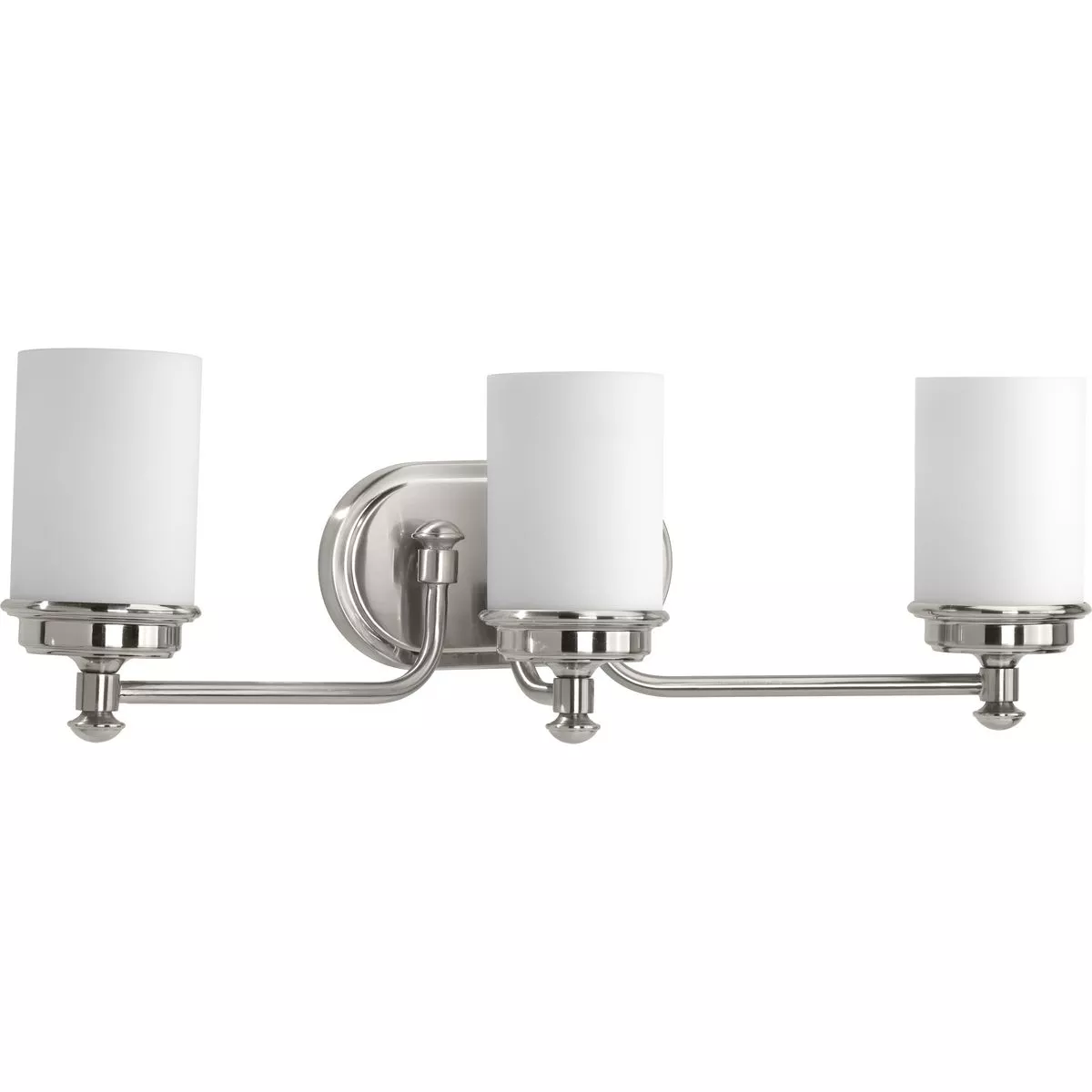 Progress P300014-009 Glide Collection Three-Light Brushed Nickel Etched Opal Glass Coastal Bath Vanity Light