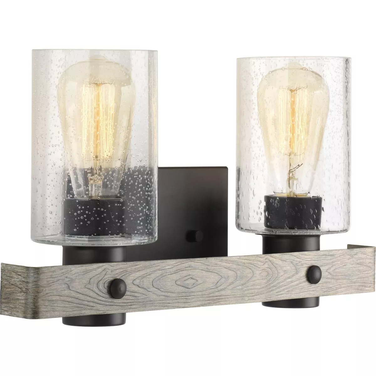 Progress P300124-143 Gulliver Collection Two-Light Graphite Clear Seeded Glass Coastal Bath Vanity Light